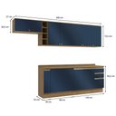 Ver imagem 4 de Armário de Cozinha Completa 3 Gavetas 100% Mdf 300cm Nogueira/azul Profundo Celeste Kappesberg
