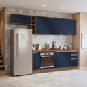 Ver imagem 1 de Armário de Cozinha Completa 3 Gavetas 100% Mdf 300cm Nogueira/azul Profundo Celeste Kappesberg
