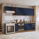Ver imagem 5 de Armário de Cozinha Completa 3 Gavetas 100% Mdf 300cm Nogueira/azul Profundo Celeste Kappesberg