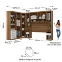 Ver imagem 4 de Quarto Modulado Queen de Canto com Guarda-roupas Maleiro e Cabeceira Paris Master Luciane Móveis