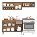 Ver imagem 3 de Cozinha Modulada Marti 3 Peças 200cm com Tampo Marrom/Fendi