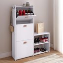 Ver imagem 3 de Sapateira Estreita 3 Gavetas Organizadora Banqueta Calçados Gancho Casaco Bolsa Hall Entrada Quarto