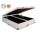 Ver imagem 2 de Cama Báu Box Base Queen Bipartido Sintético Bege Blindado com Pistão a Gás.