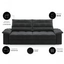 Ver imagem 4 de Sofá com Chaise Bariloche 4 Lugares Retrátil e Reclinável 240cm Preto Cia Lar