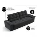 Ver imagem 2 de Sofá com Chaise Bariloche 4 Lugares Retrátil e Reclinável 240cm Preto Cia Lar