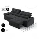 Ver imagem 3 de Sofá com Chaise Bariloche 4 Lugares Retrátil e Reclinável 240cm Preto Cia Lar