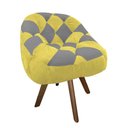 Ver imagem 2 de Poltrona Paloma Escritório Sala Giratória Madeira Suede Amarelo e Suede Cinza - Dominic Decor