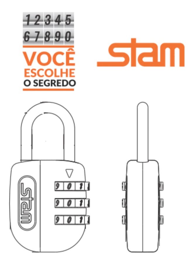 Cadeado Stam Life Colors 25mm com Segredo Cor Laranja - 3