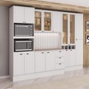 Ver imagem 1 de Cozinha Milla Chicago 15 Portas 3 Gavetas MDF 300cm Branca Móveis Carraro