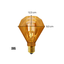 Ver imagem 4 de Kit 3 Pendentes Vintage Retro De Metal De 1M Com Lâmpadas Formato Diamante Com Filamentos LED De 4W 