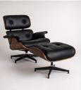 Ver imagem 1 de Poltrona Charles Eames com Puff - Pau Ferro em Couro Preto