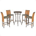 Ver imagem 1 de Mesa Bistrô e 4 Banquetas Roma Marrom Corda Náutica Estofado 8 Trama Original