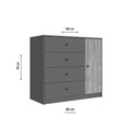 Ver imagem 2 de Cômoda de Quarto Mb 1059 C- 1 Porta e 4 Gavetas 100cm Mel-off White - Movelbento