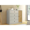 Ver imagem 1 de Cômoda de Quarto Mb 1059 C- 1 Porta e 4 Gavetas 100cm Mel-off White - Movelbento