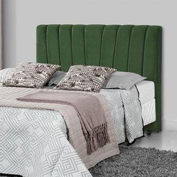 Cabeceira de Cama Box Casal Queen Estofada Americana Premium 160cm Veludo Verde - Cor: Preto - 3