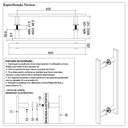Ver imagem 2 de Puxador Duplo Pivotante Quadrado Para Porta de Vidro ou Madeira 60cm em Aço Inox