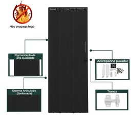 Porta Sanfonada de PVC 105x210cm AZN - Preto - 6