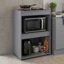 Ver imagem 1 de Balcão Cooktop Ariana Cozinha Compacta com Nichos para Micro-Ondas Cinza - Desk Design