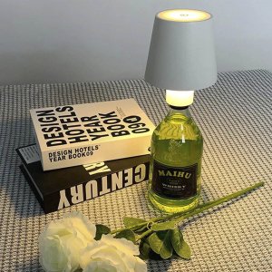 Luminaria Abajur de Garrafa Recarregavel Decoraçao Mesa Escrivaninha 3 Tons Ajustaveis Sala Quarto C