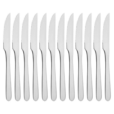 Kit 12 Facas de Mesa Churrasco Serrinha Tramontina Havaí em Aço Inox