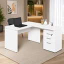 Ver imagem 1 de Mesa em L Mesa em L 1,20m com Gaveteiro 3 Gavetas 120cm Branco F5 Office