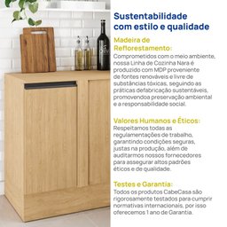 Balcão de Canto Reto 90cm com Tampo Nara CabeCasa MadeiraMadeira - 9