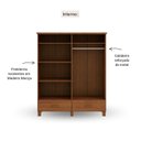 Ver imagem 4 de Guarda-Roupa 4 Portas 2 Gavetas com Espelho 100% Madeira Maciça Bronze Marrom/Castanho