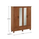 Ver imagem 3 de Guarda-Roupa 4 Portas 2 Gavetas com Espelho 100% Madeira Maciça Bronze Marrom/Castanho