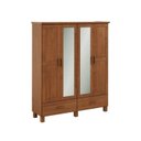 Ver imagem 2 de Guarda-Roupa 4 Portas 2 Gavetas com Espelho 100% Madeira Maciça Bronze Marrom/Castanho