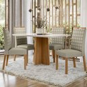 Ver imagem 2 de Mesa de Jantar 4 Lugares Retangular 135cm Tampo MDF com Vidro Miraz N01 Ypê Off White - Lyam Decor