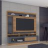 Rack Com Painel Verona Home Theater TV Até 65 Polegadas Sala Estar 1 Porta Flex Marrom Cinza - 4
