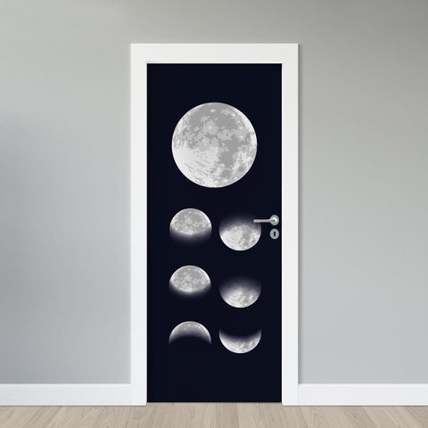 Adesivo Porta - Fases da Lua 5 Faxprint Adesivo de Porta