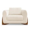 Ver imagem 4 de Kit 2 Poltronas Para Sala de Estar Lottus Linho Natural Pés Castanho - Pallazio