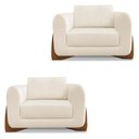 Ver imagem 1 de Kit 2 Poltronas Para Sala de Estar Lottus Linho Natural Pés Castanho - Pallazio