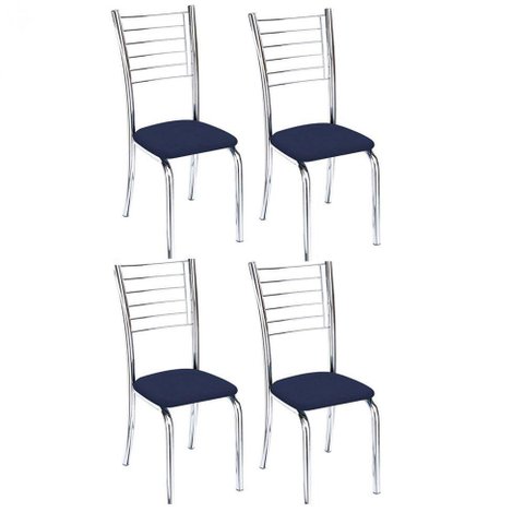 Conunto 4 Cadeiras Ipanema Cromada Para Cozinha-corino Azul