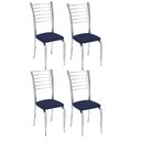 Ver imagem 1 de Conunto 4 Cadeiras Ipanema Cromada Para Cozinha-corino Azul
