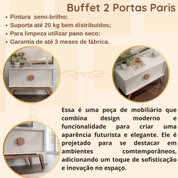 Aparador Cantinho do Café Buffet Balcão Hall Entrada Mdf:off White - 6