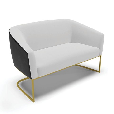 Sofá 2 Lugares Namoradeira Industrial Dourado Stella Pto/linho D03 - D’Rossi