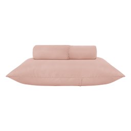 Kit Jogo de Lençol 3 Peças para Cama de Solteiro Ponto Palito Percal 400 Fios Solteiro Rosé Basic - 2