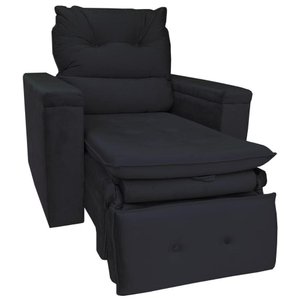 Poltrona do Papai Retrátil Reclinável em Veludo Preto Conforto Harmônica Móveis