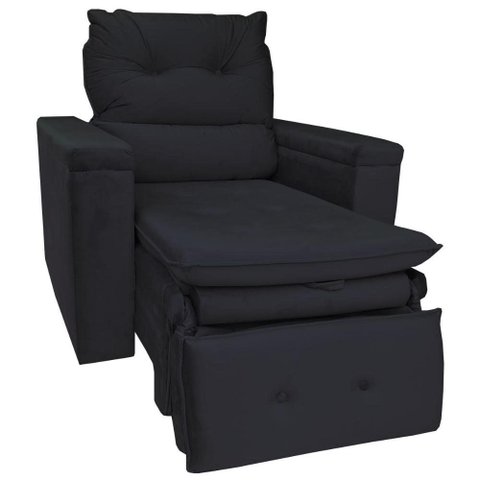 Poltrona do Papai Retrátil Reclinável em Veludo Preto Conforto Harmônica Móveis