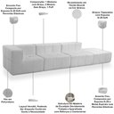 Ver imagem 4 de Sofá 4 Lugares para Sala Living Modular com Puff 352cm Lancaster F04 Bouclê Branco - Lyam Decor