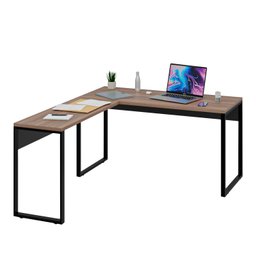Mesa de Canto em L Escrivaninha Industrial 150x150 Netmobil - Nogal/preto - 2