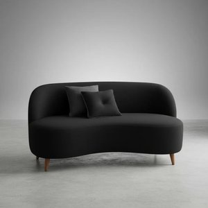 Sofa Curvo Organico 2 Lugares Suede - Dritex:suede Preto
