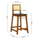 Ver imagem 2 de Banqueta Gabi Madeira Maciça Encosto Telinha C/ 68cm Altura - Amêndoa - Assento Preto Madeira