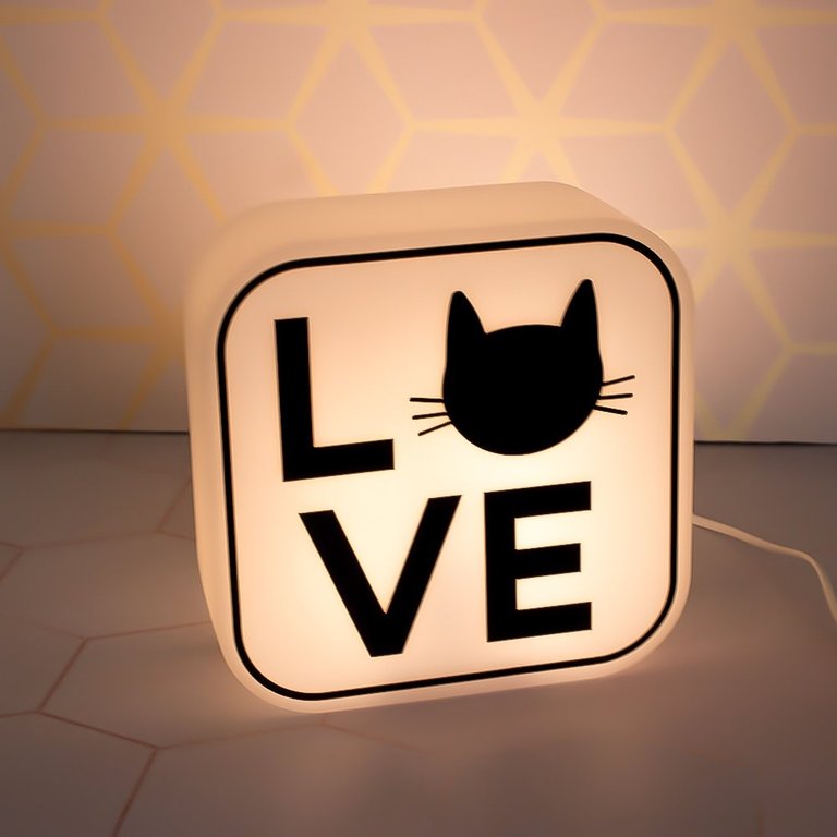 Luminária Box Cat Lovers Led Polietileno