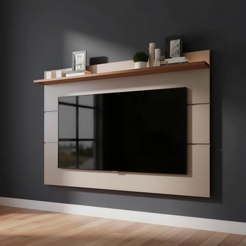 Painel Moderno para Tv até 65 Polegadas Off White Freijó
