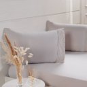 Ver imagem 2 de Jogo de Cama King Broderie 3 Pçs Bordado Inglês 193x203x40cm Gray