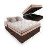 Cama Box Baú Queen Bipartido Tecido Sintético Marrom com Colchão Pillow Angel - Bello Box - Molas En - 1