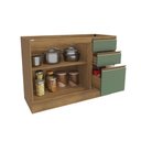 Ver imagem 3 de Balcão de Pia Celeste Kappesberg 100% Mdf 2 Portas 3 Gavetas Nogueira/verde 120cm